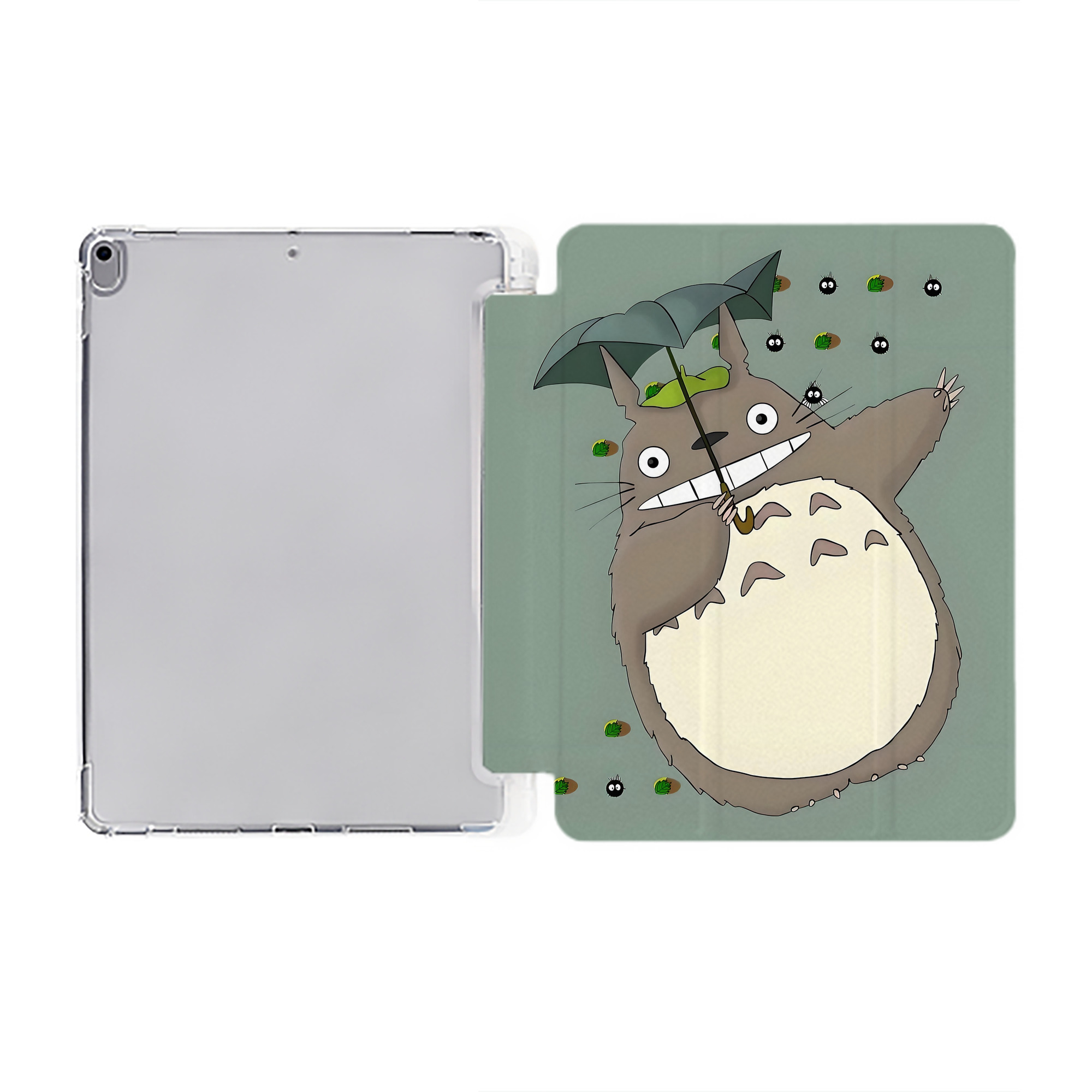（画像用） となりのトトロ 草壁メイ 草壁サツキ My Neighbor Totoro Satsuki Kusakabe Mei Kusakabe IPad ケース ペン収納付き 三つ折りスタンド PUレザー×シリコン 対応機種9.5/10.5/10.9インチ